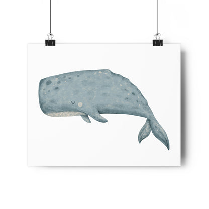 Giclée Art Print Watercolor Memories of Dreams Blue Grey Whale