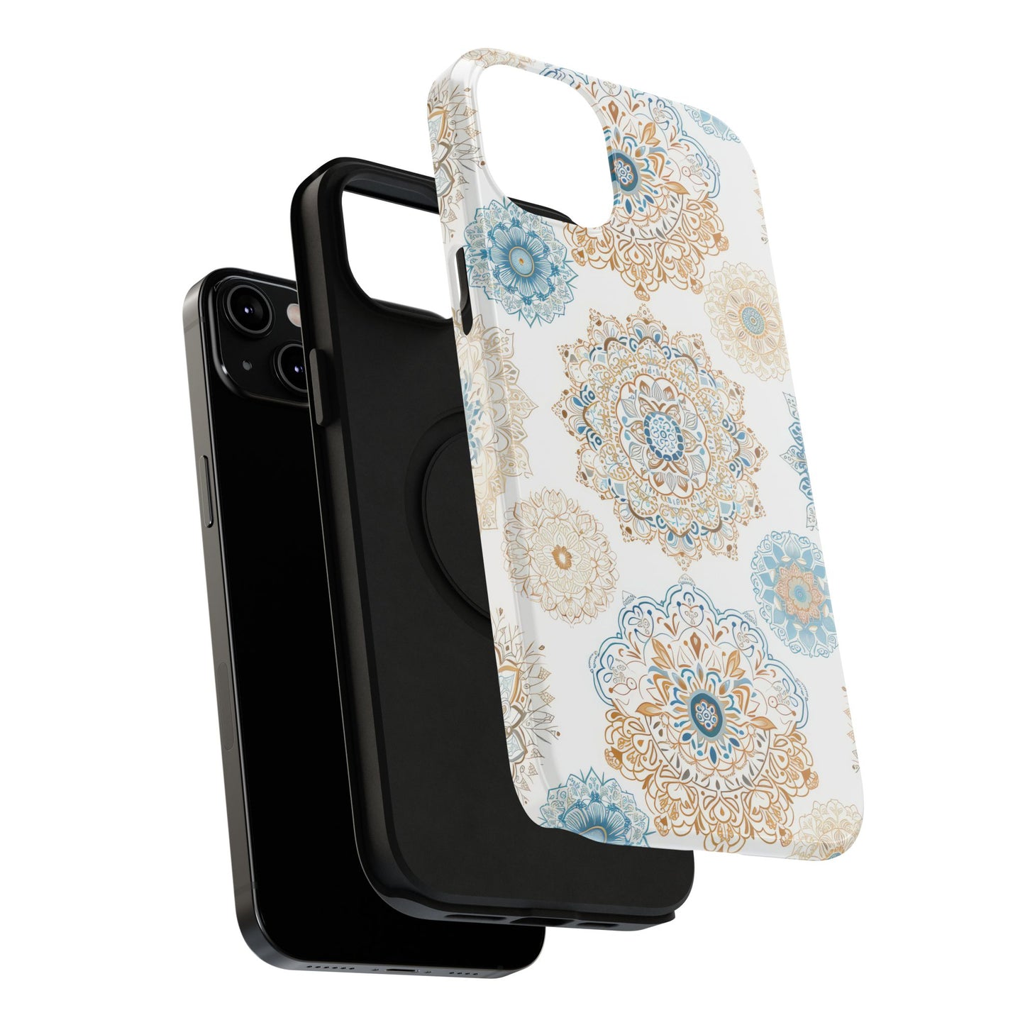 Impact-Resistant Cases, Blue Gold Boho Fun