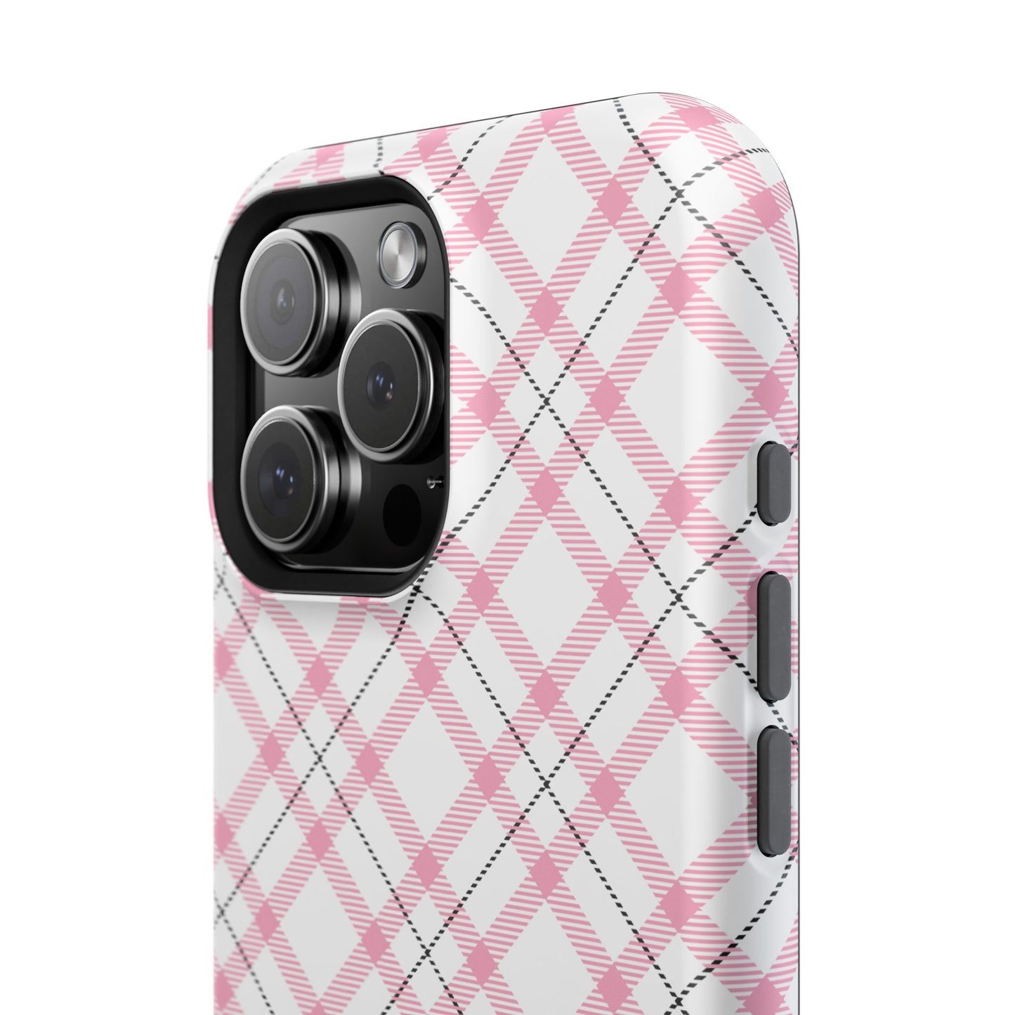 Impact-Resistant Phone Case - Pink Black Plaid