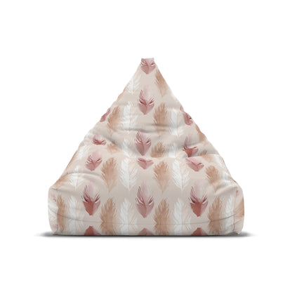 Boho Pink Cream Feathers Bean Bag Chair Cover