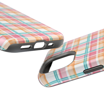 Impact-Resistant Phone Case - Summer Plaid Pink