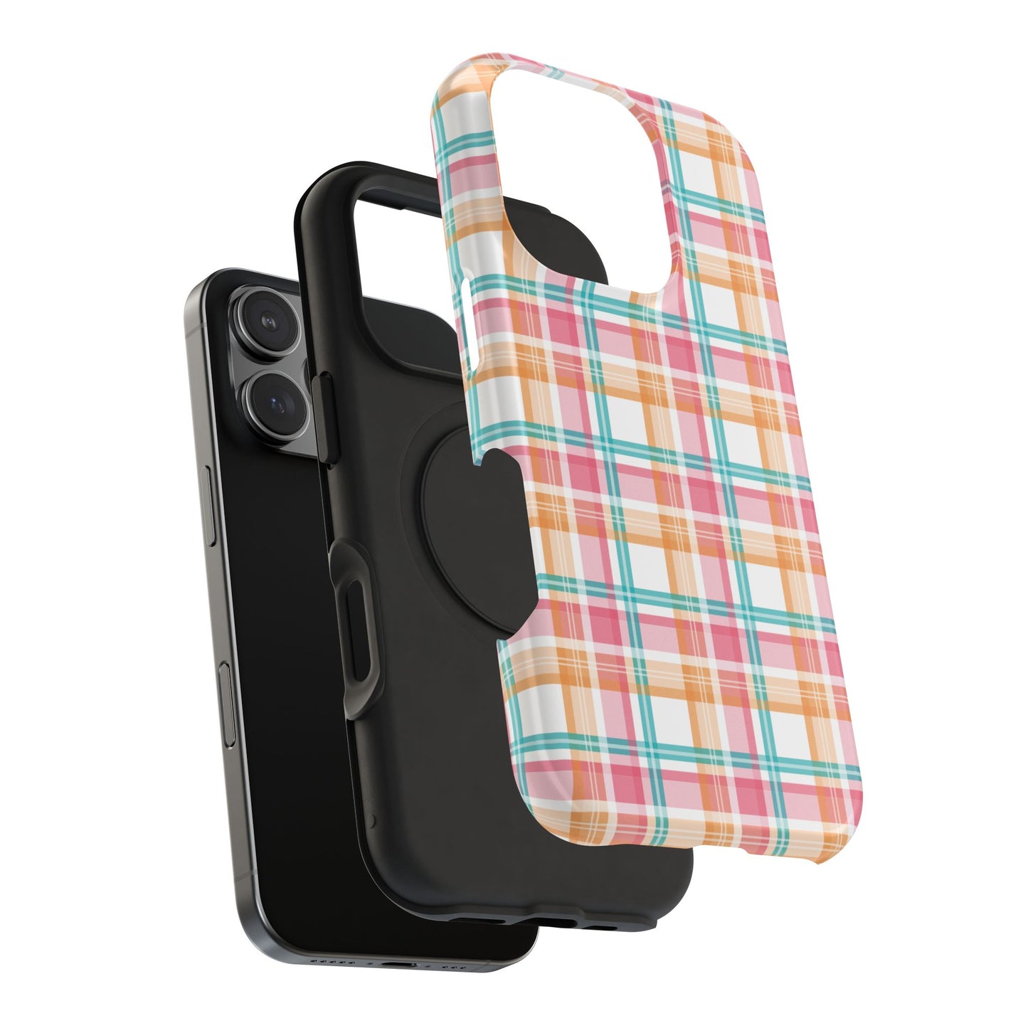 Impact-Resistant Phone Case - Summer Plaid Pink