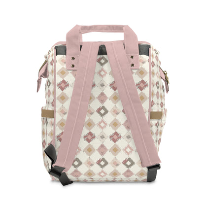 Boho Pink and Cream Multifunctional Diaper Backpack