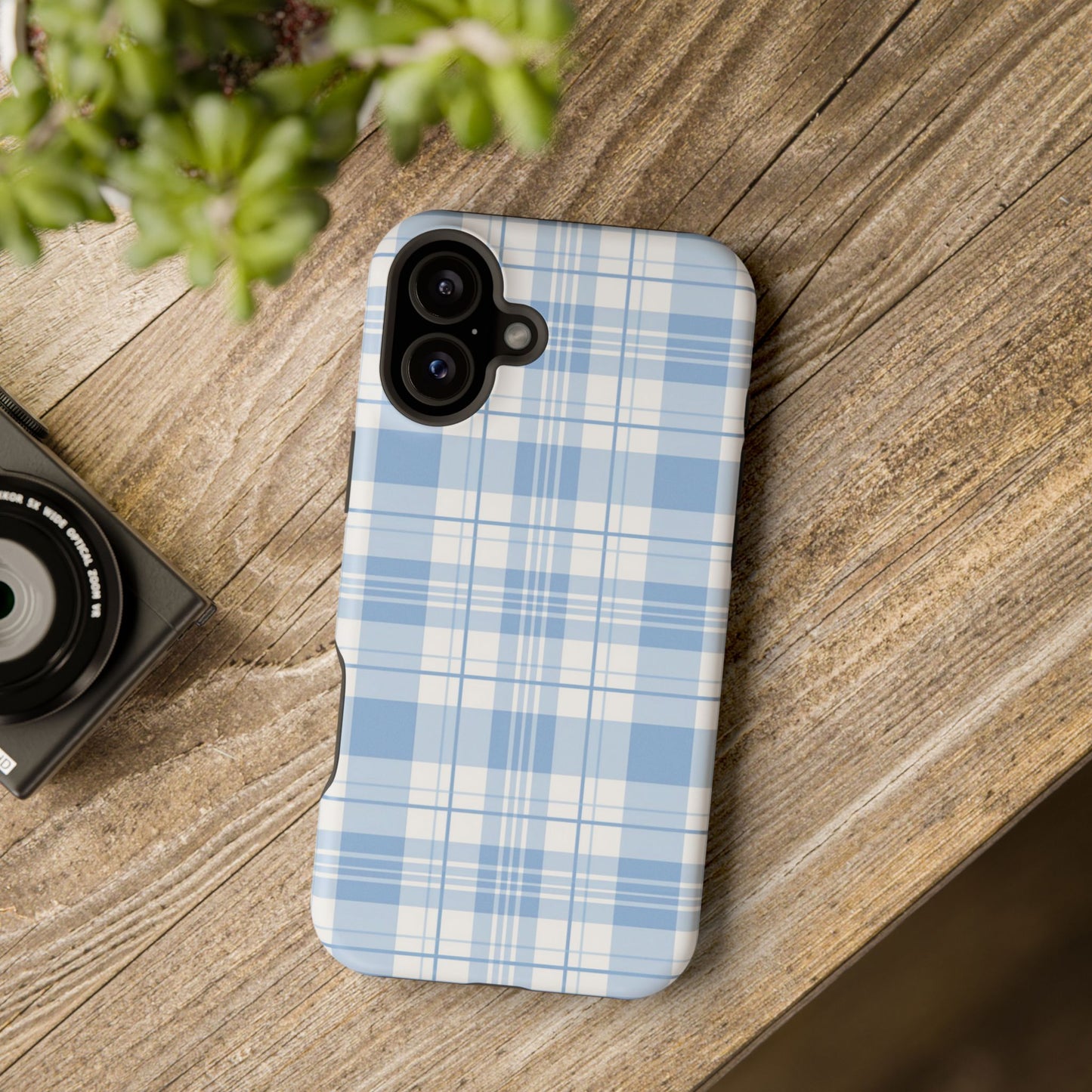 Impact-Resistant Phone Case - Easter Plaid Blue