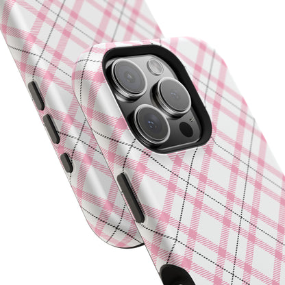 Impact-Resistant Phone Case - Pink Black Plaid