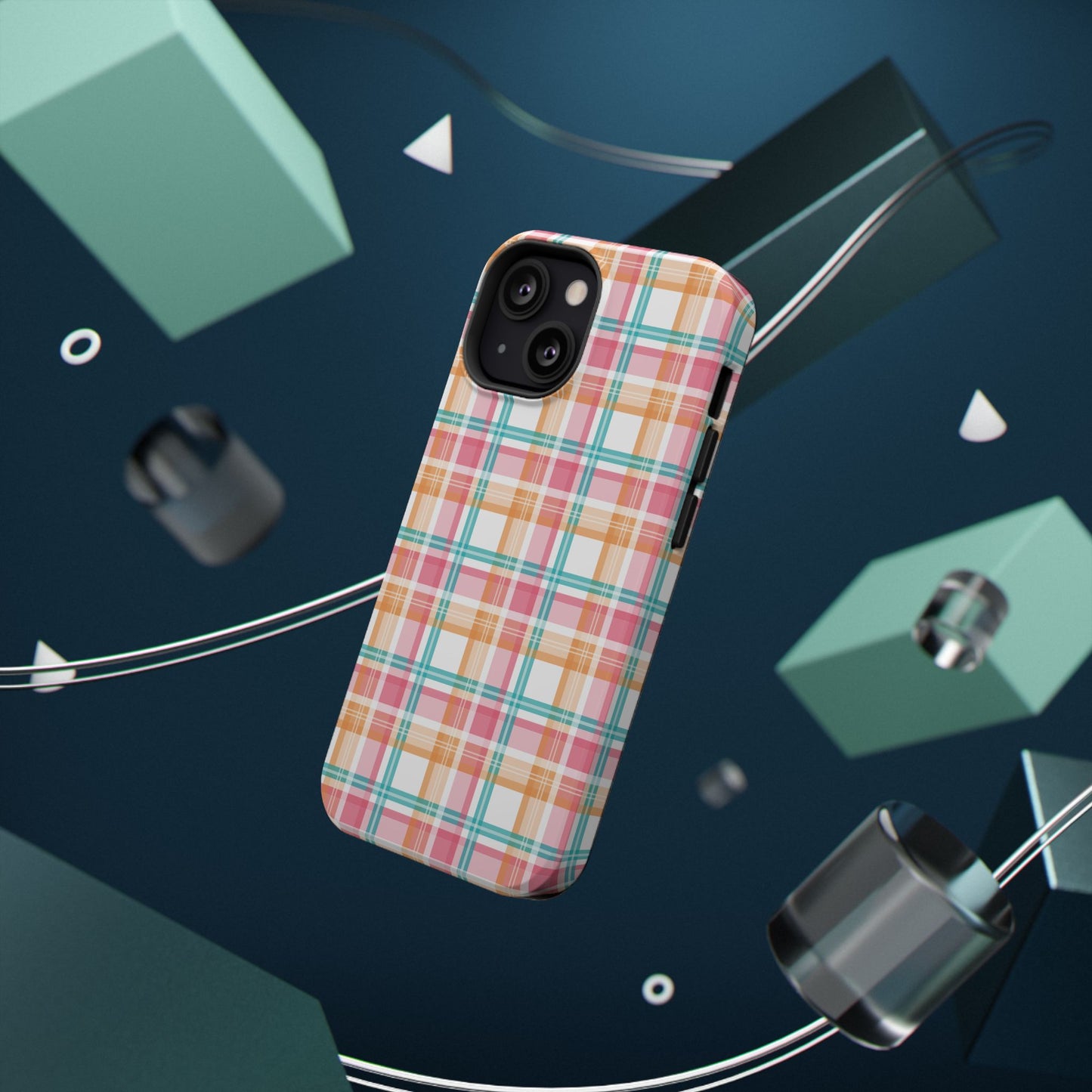 Impact-Resistant Phone Case - Summer Plaid Pink