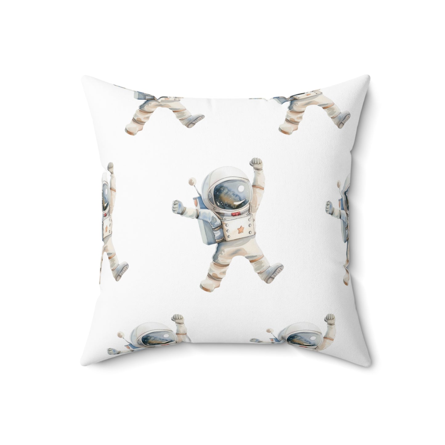 Spun Polyester Square Pillow with Removable Cover Watercolor Astronaut