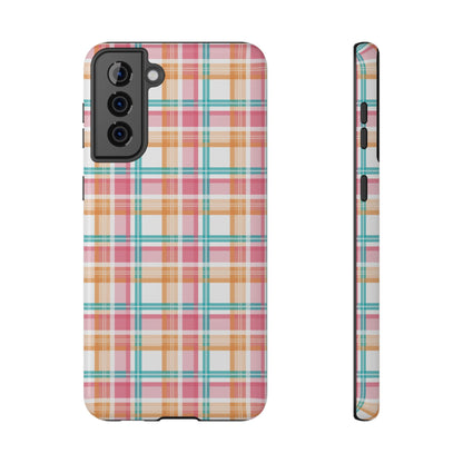 Impact-Resistant Phone Case - Summer Plaid Pink