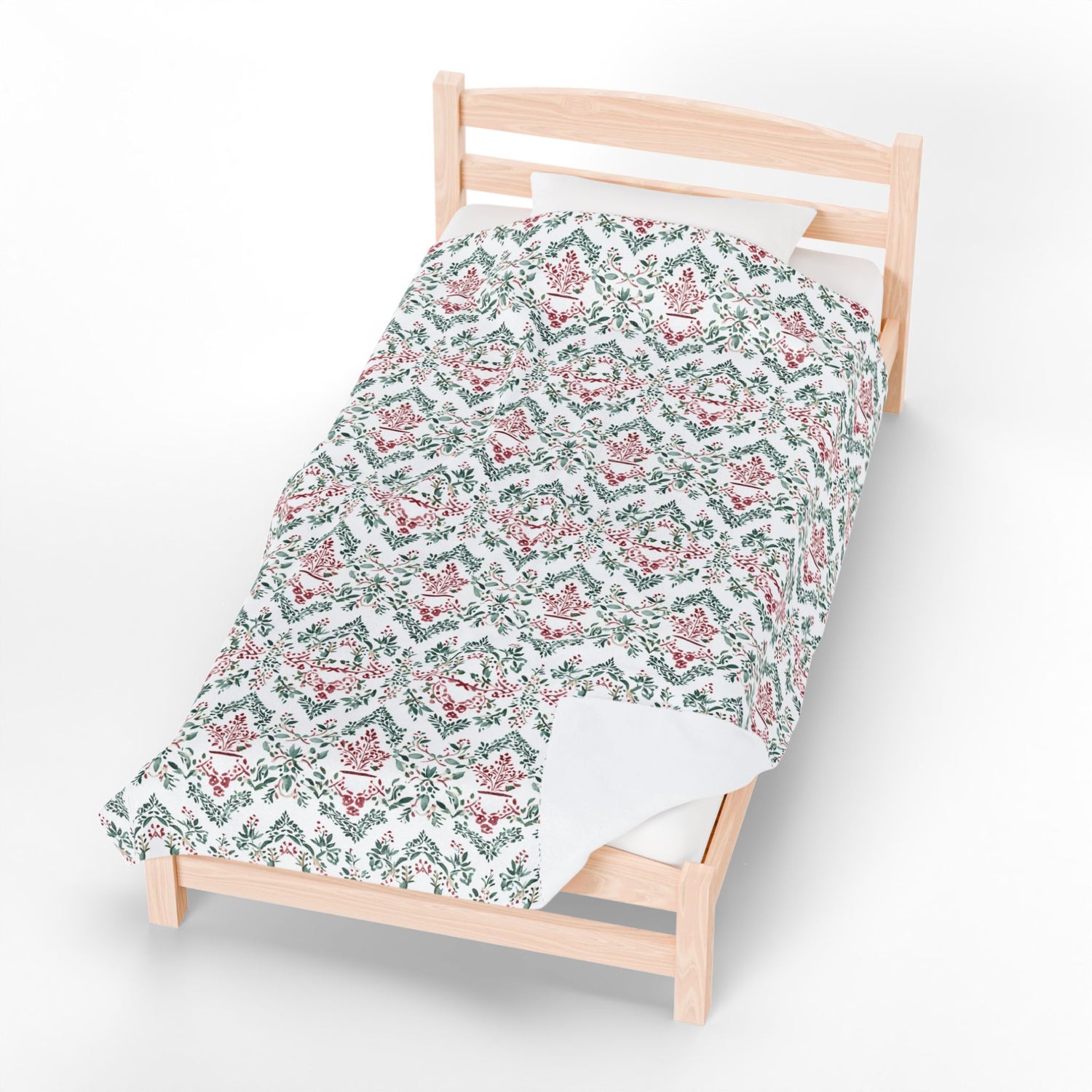 Festive Red and Green Cozy Velveteen Plush Blanket