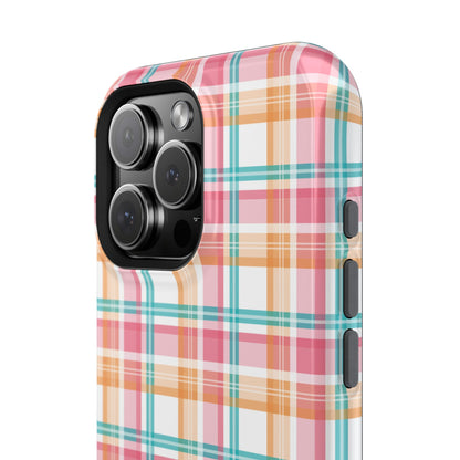 Impact-Resistant Phone Case - Summer Plaid Pink