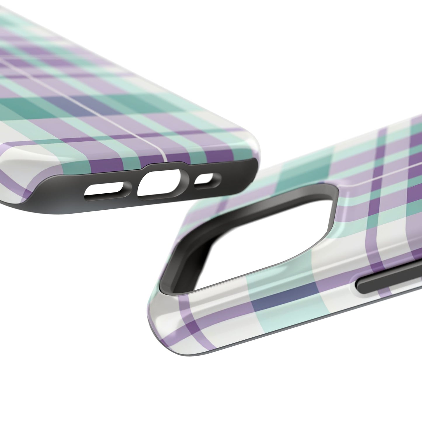 Impact-Resistant Phone Case - Spring Plaid Purple