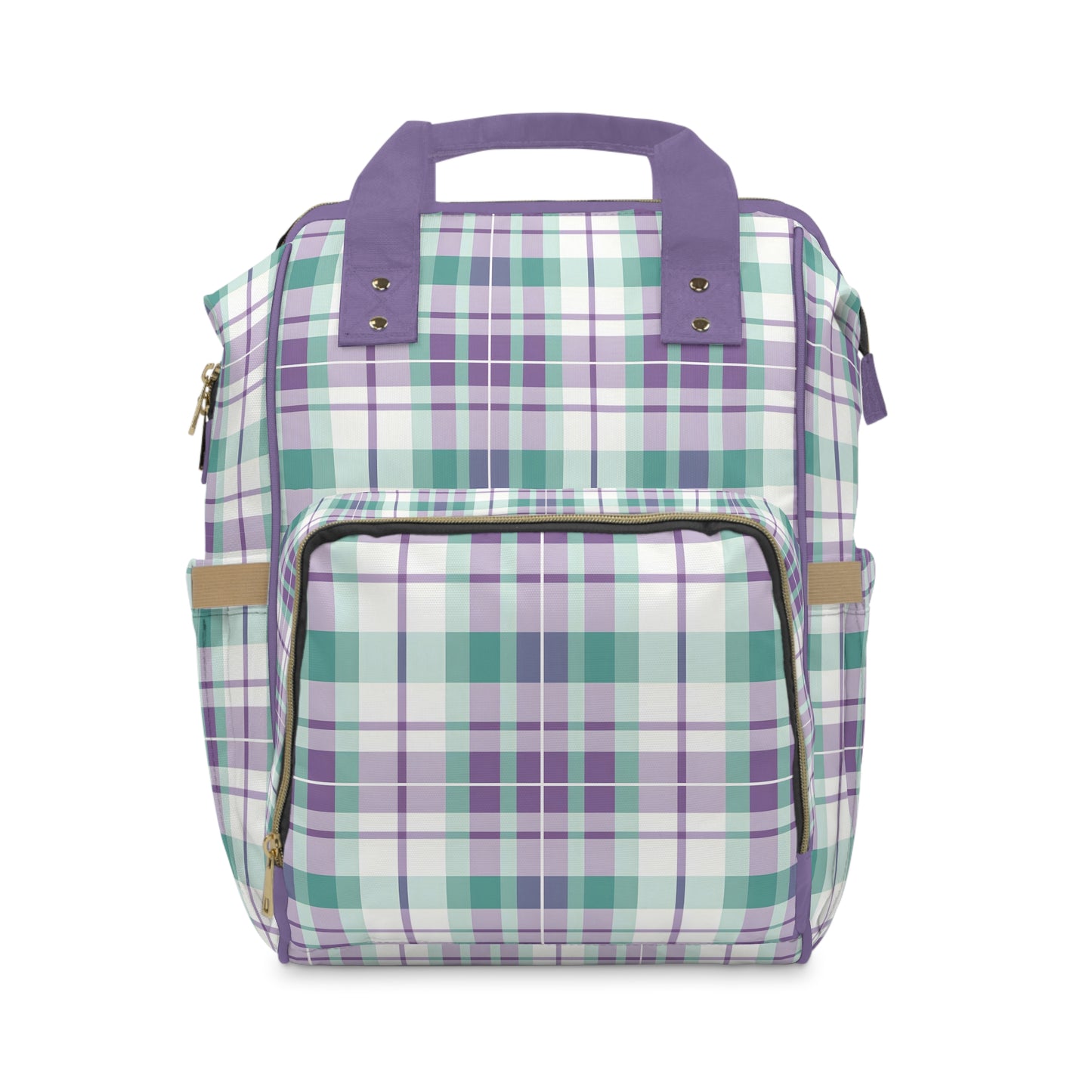 Multifunctional Diaper Backpack- Spring Plaid Purple