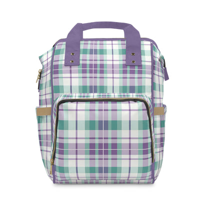 Multifunctional Diaper Backpack- Spring Plaid Purple