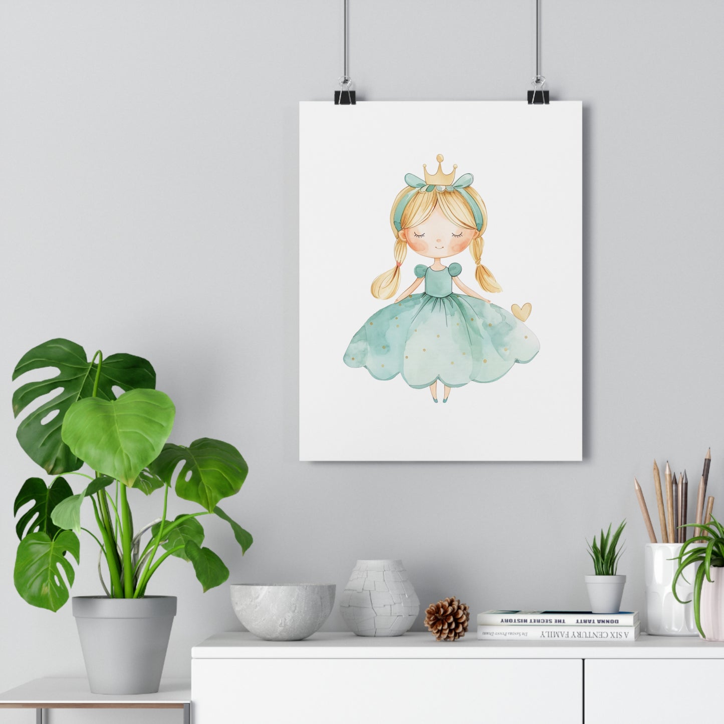 Giclée Art Print Watercolor Teal Princess 3