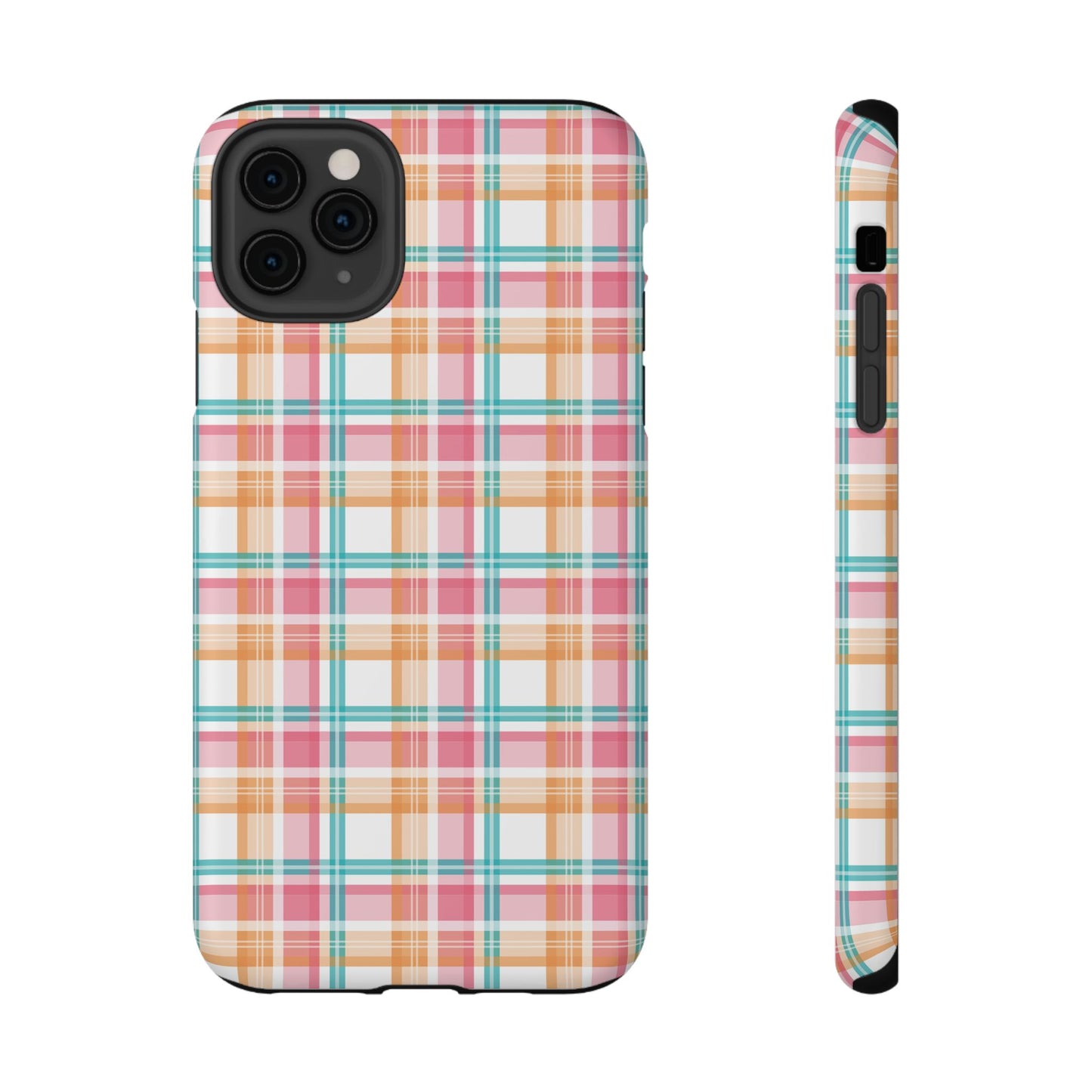 Impact-Resistant Phone Case - Summer Plaid Pink