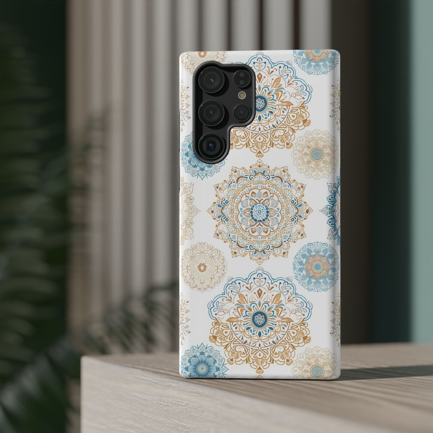 Impact-Resistant Cases, Blue Gold Boho Fun