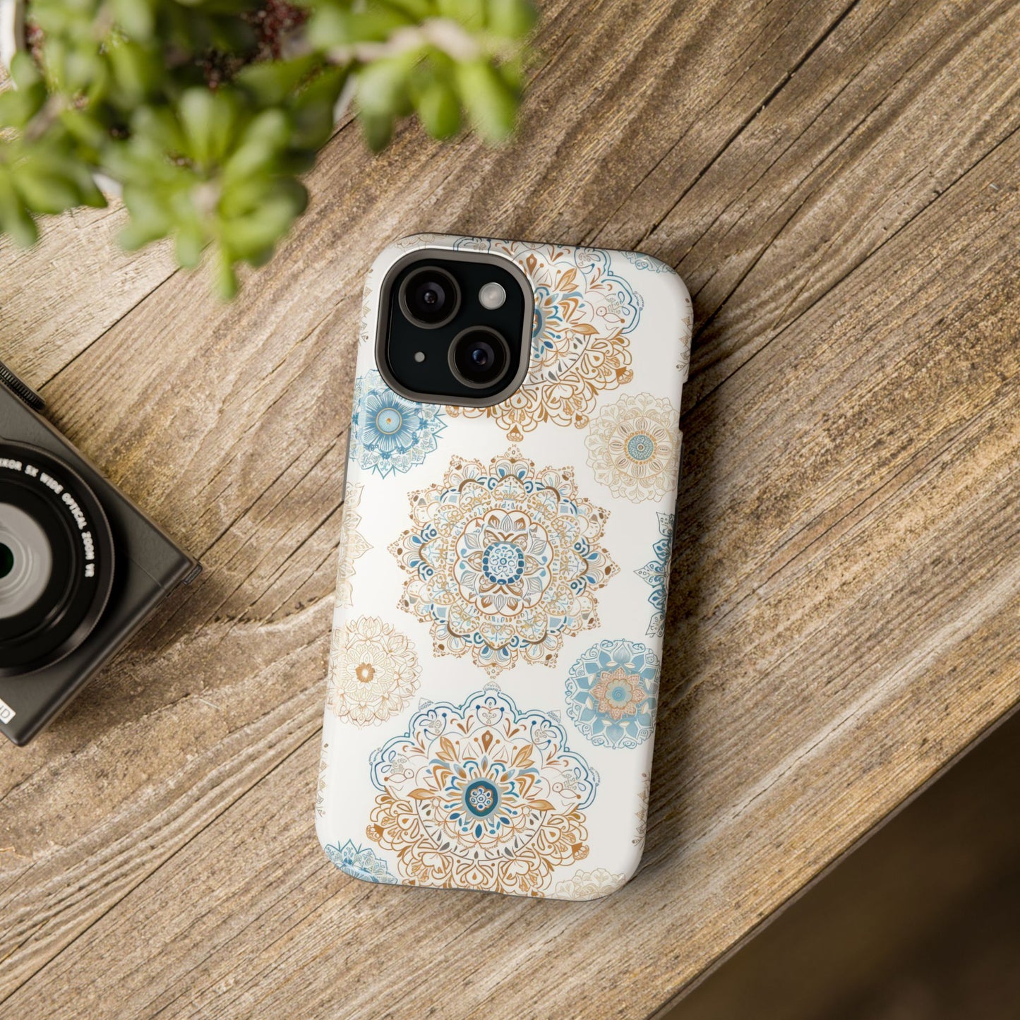 Impact-Resistant Cases, Blue Gold Boho Fun