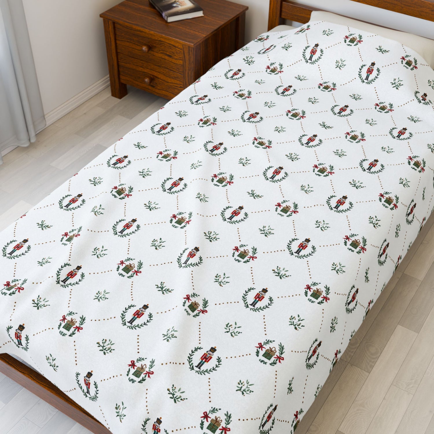 Festive Nutcracker Cozy Velveteen Plush Blanket