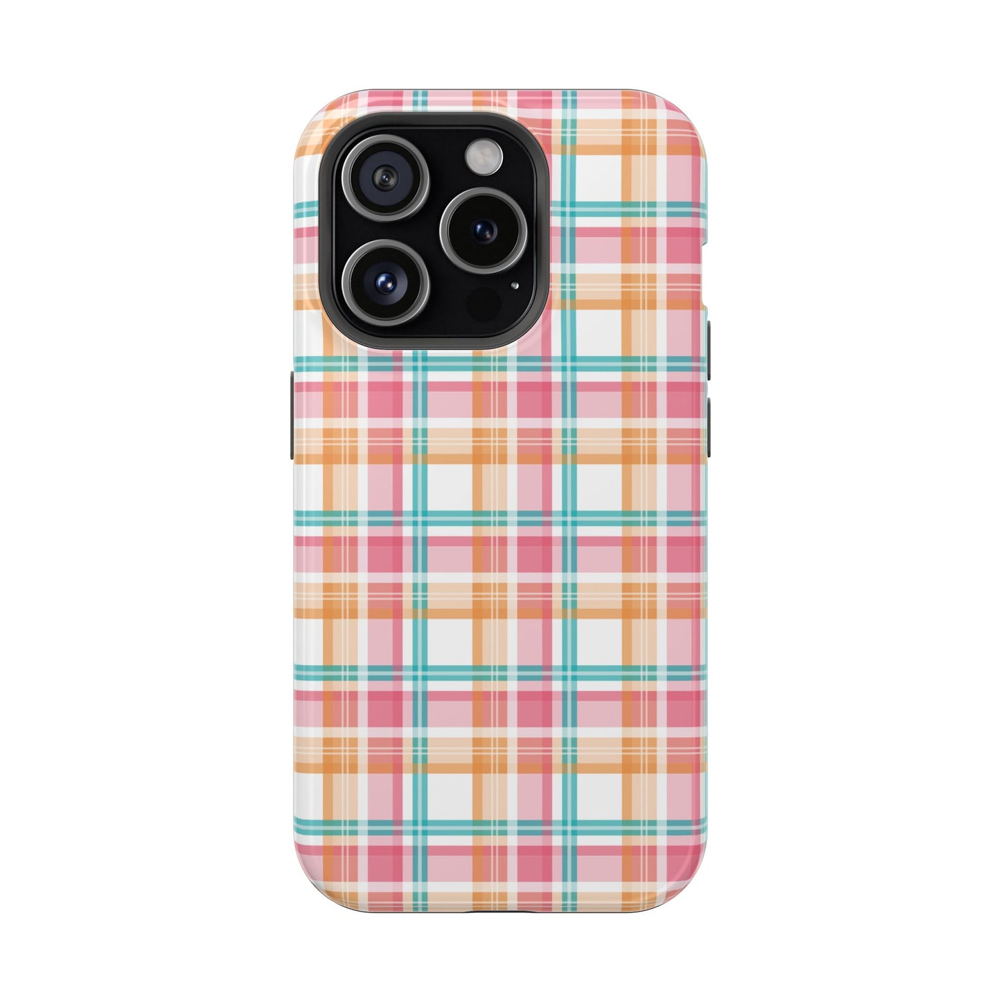 Impact-Resistant Phone Case - Summer Plaid Pink