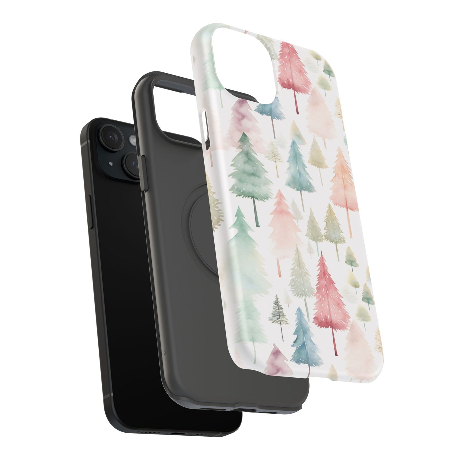 Watercolor Christmas Trees Impact-Resistant Phone Case, iPhone, Samsung