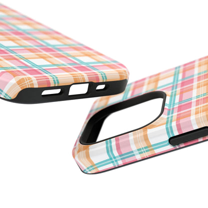 Impact-Resistant Phone Case - Summer Plaid Pink