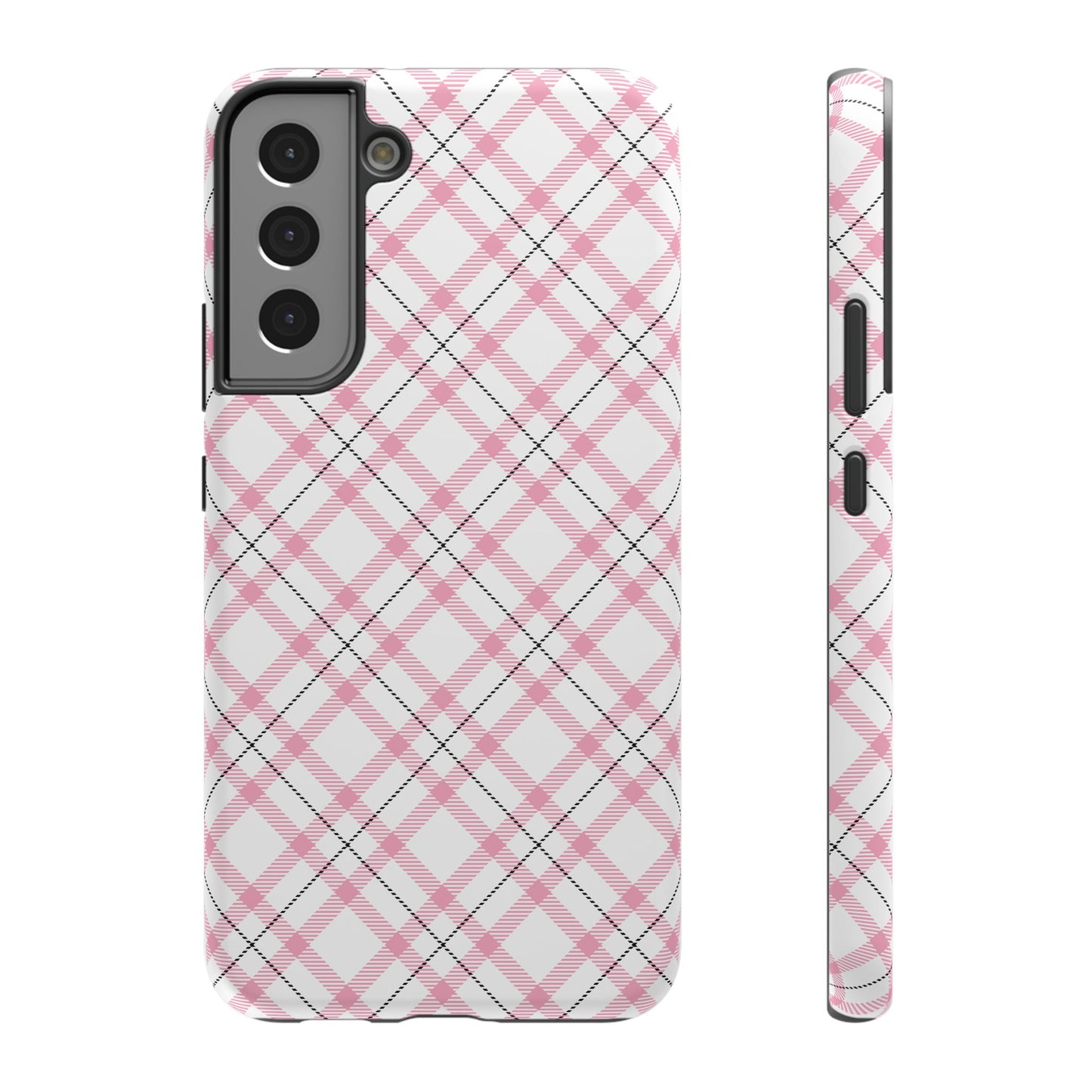 Impact-Resistant Phone Case - Pink Black Plaid