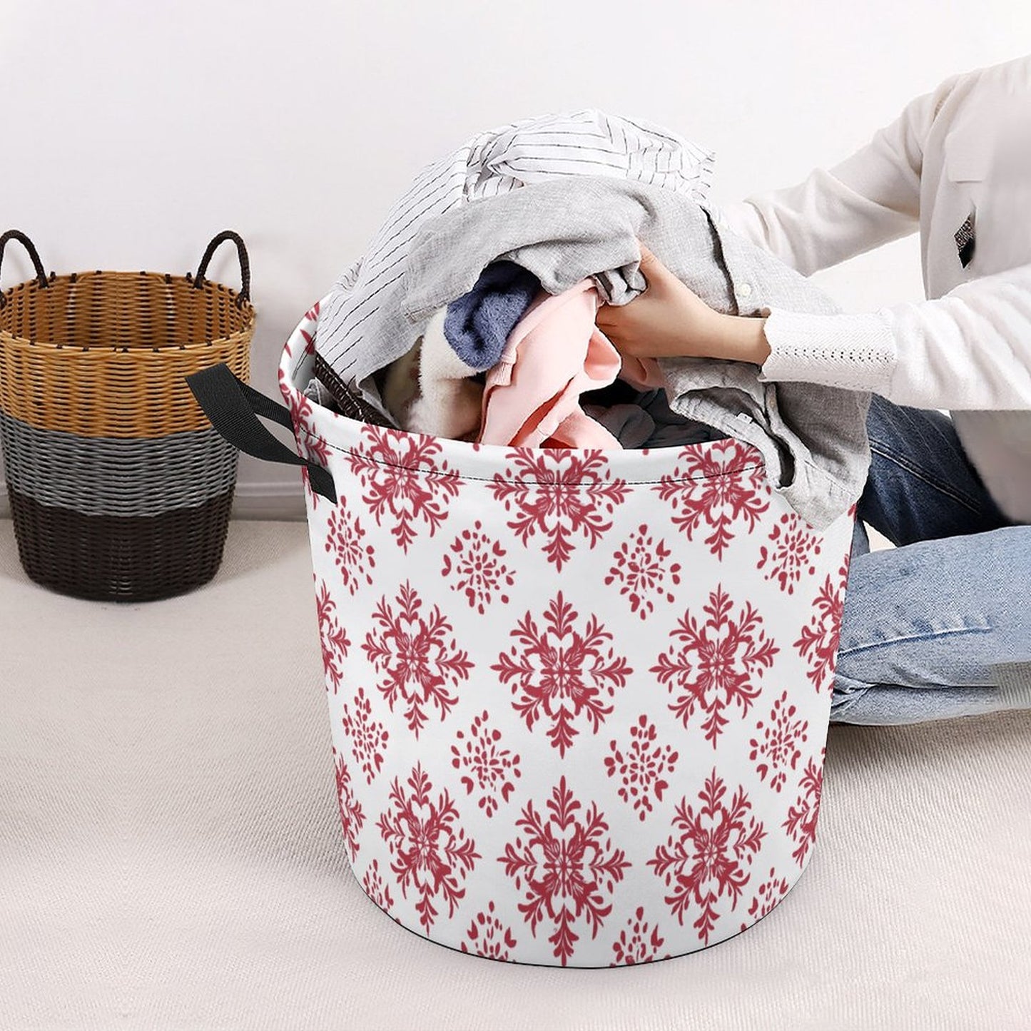 Collapsible Laundry Hamper- Elegant Snowflakes