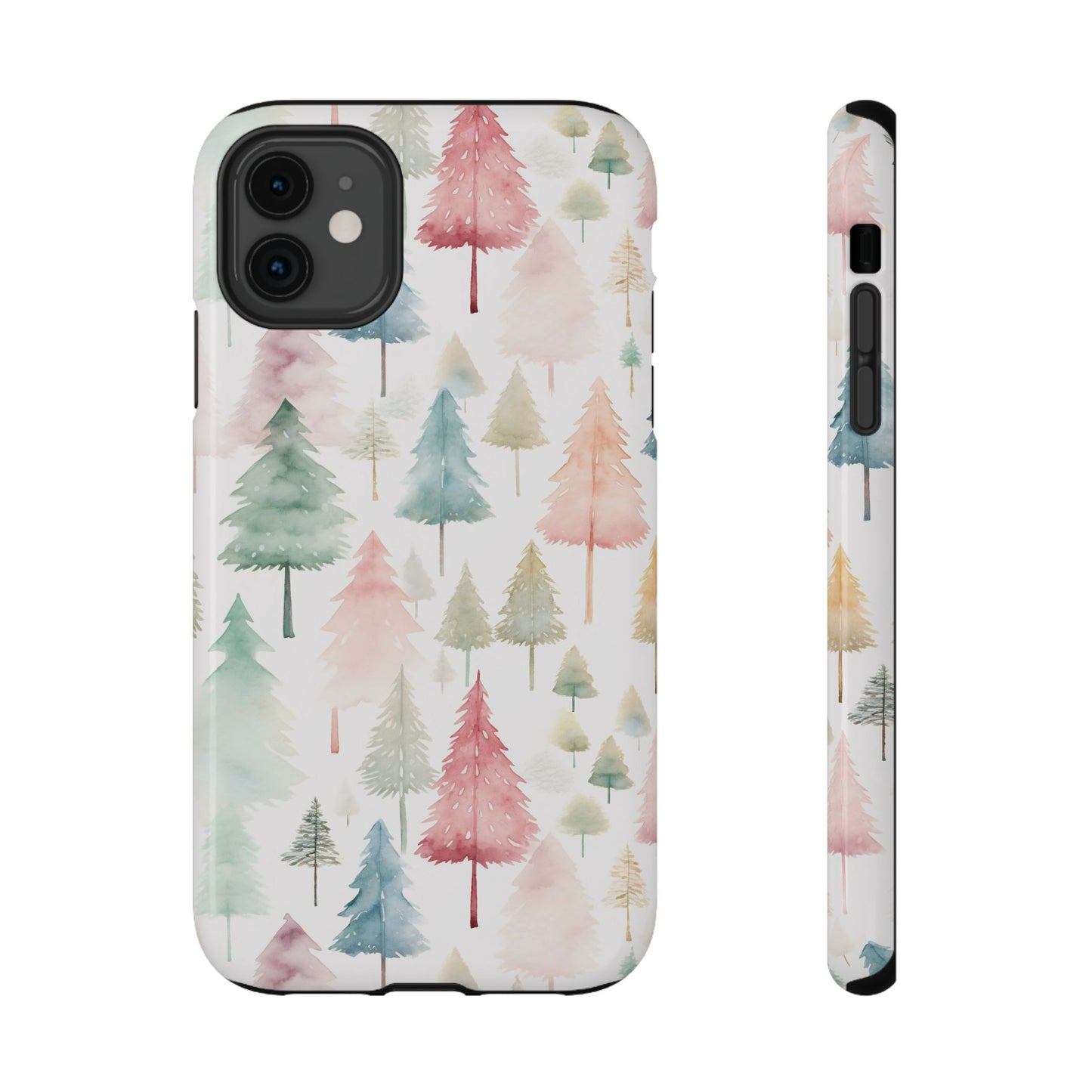 Watercolor Christmas Trees Impact-Resistant Phone Case