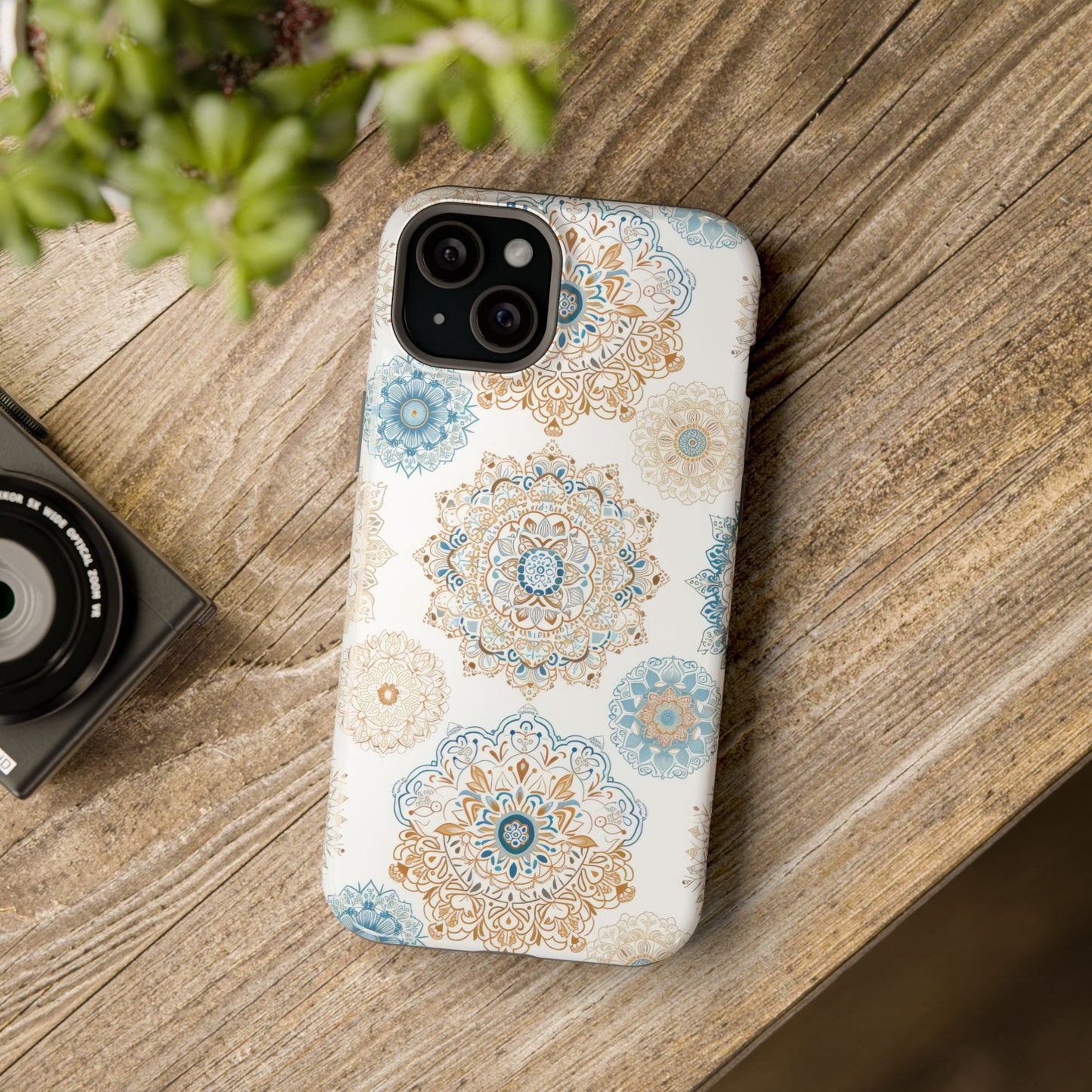 Impact-Resistant Cases, Blue Gold Boho Fun