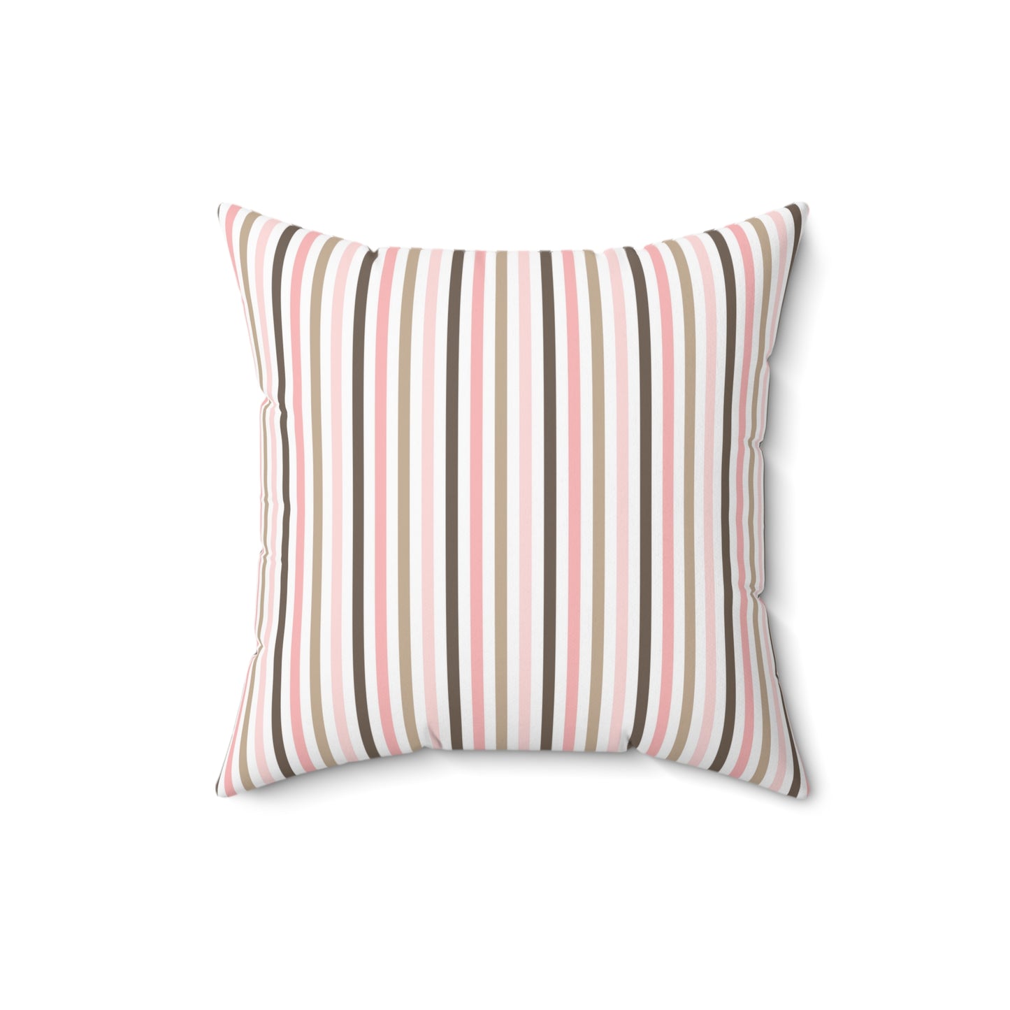 Spun Polyester Square Pillow with Removable Cover Hedgehog Playdate Pink Stripes