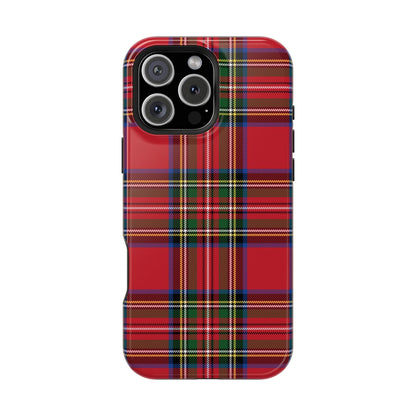 Impact-Resistant Phone Case-Holiday Tartan Plaid Red