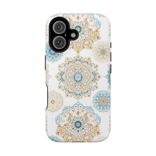 Impact-Resistant Cases, Blue Gold Boho Fun