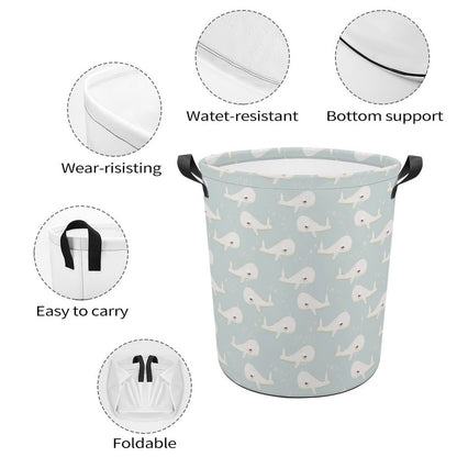 Collapsible Laundry Hamper- Beach Baby Whales