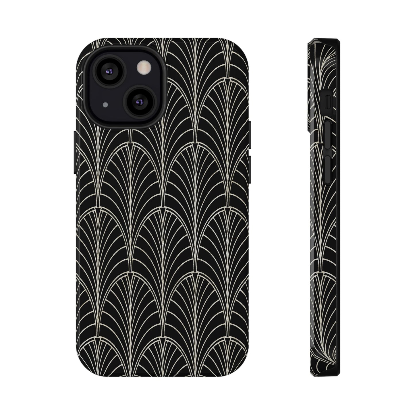 Impact-Resistant Phone Case- Art Deco Black Beige