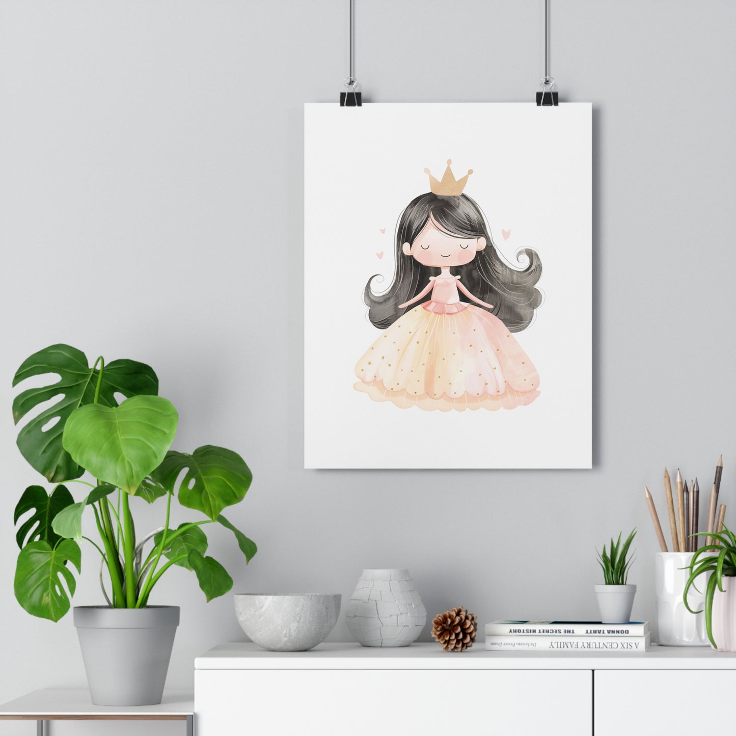 Giclée Art Print Watercolor Pink Princess 2