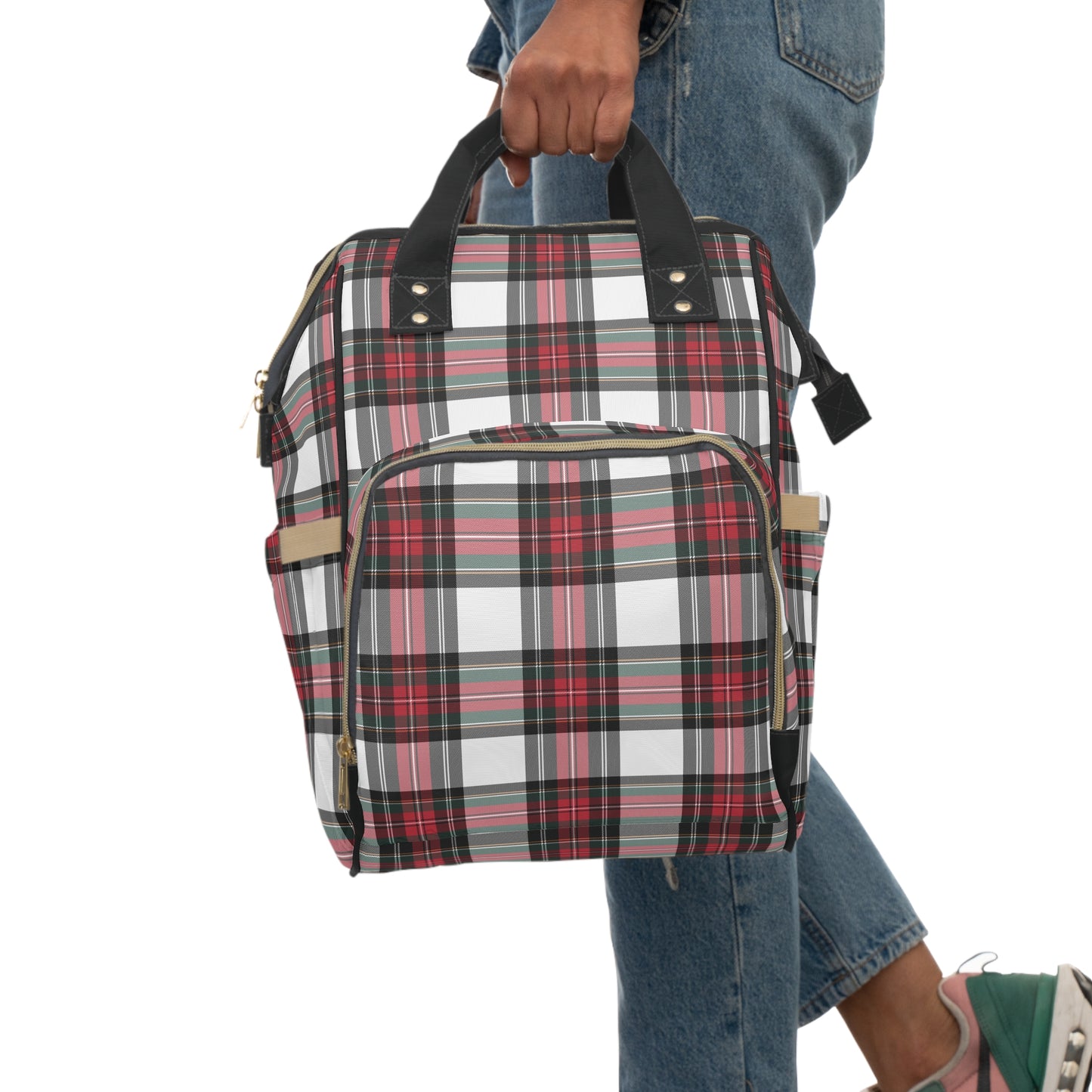 Holiday Tartan Plaid Multifunctional Diaper Bag