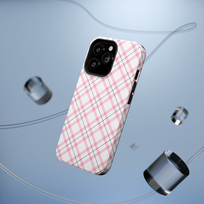 Impact-Resistant Phone Case - Pink Black Plaid