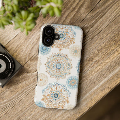 Impact-Resistant Cases, Blue Gold Boho Fun