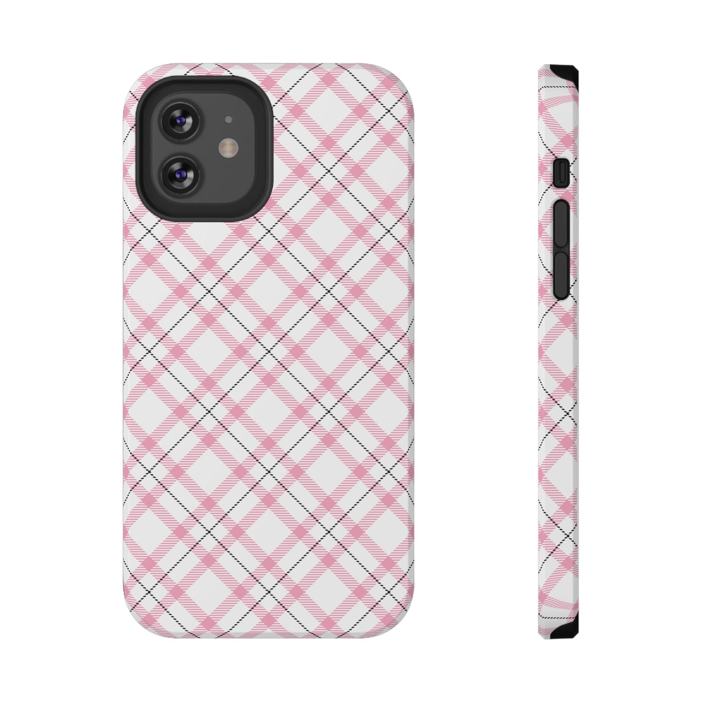 Impact-Resistant Phone Case - Pink Black Plaid