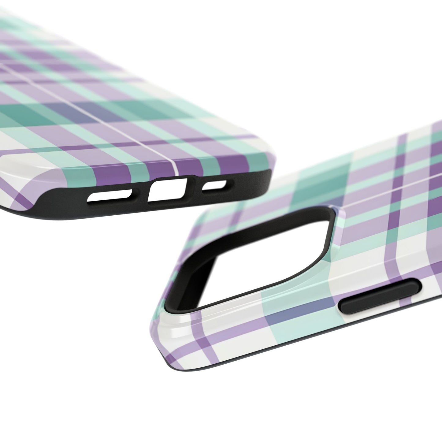 Impact-Resistant Phone Case - Spring Plaid Purple