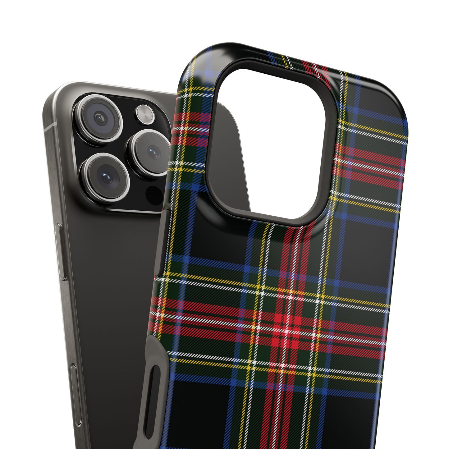 Impact-Resistant Holiday Phone Case-Christmas Tartan Plaid Black