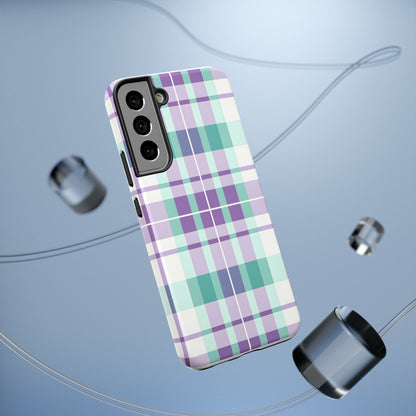 Impact-Resistant Phone Case - Spring Plaid Purple