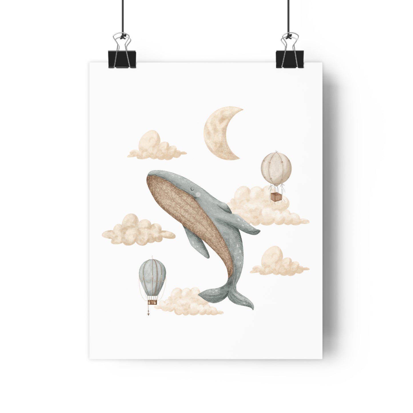 Giclée Art Print Memories of Dreams Whales Neutral Clouds