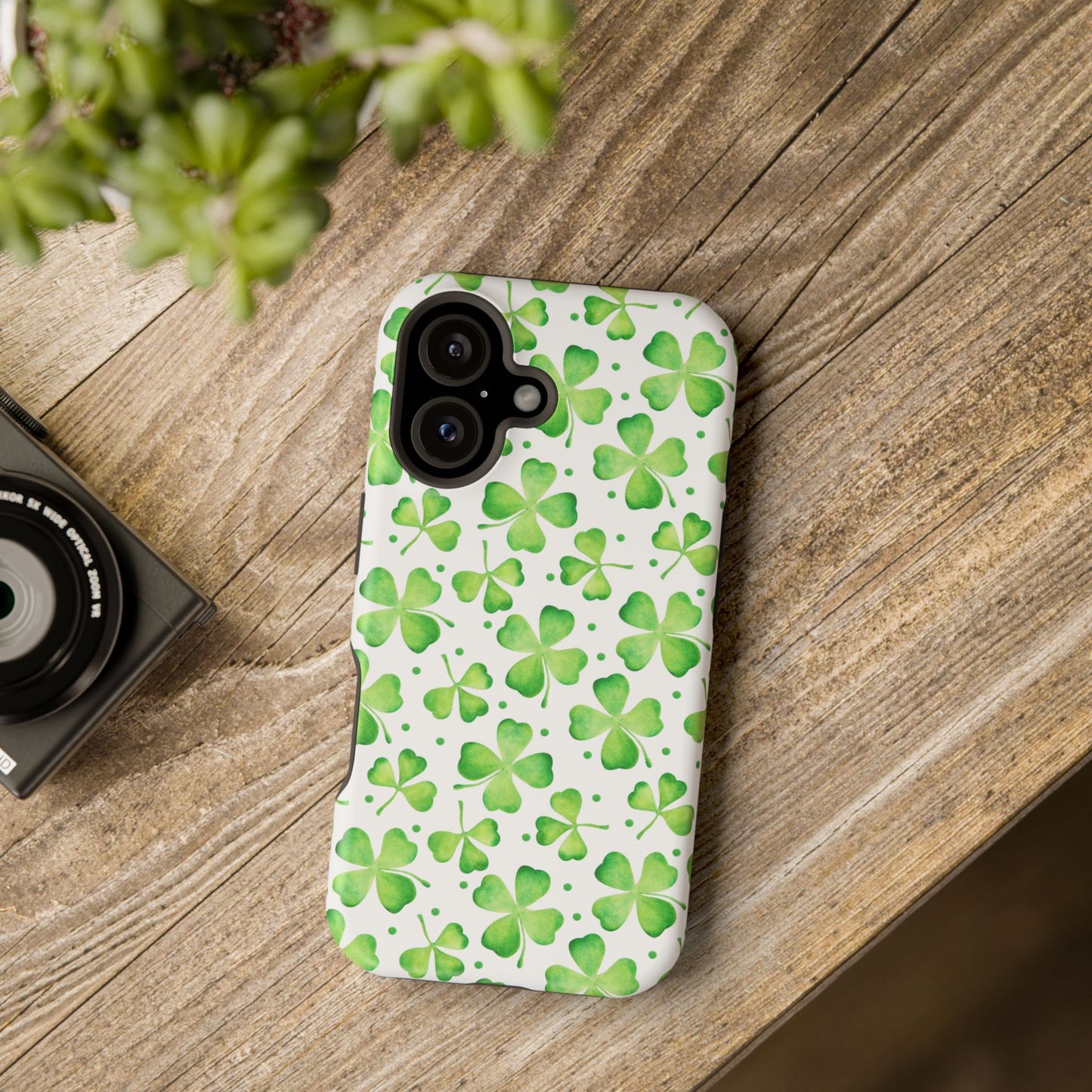 Impact-Resistant Phone Case- Watercolor Clovers