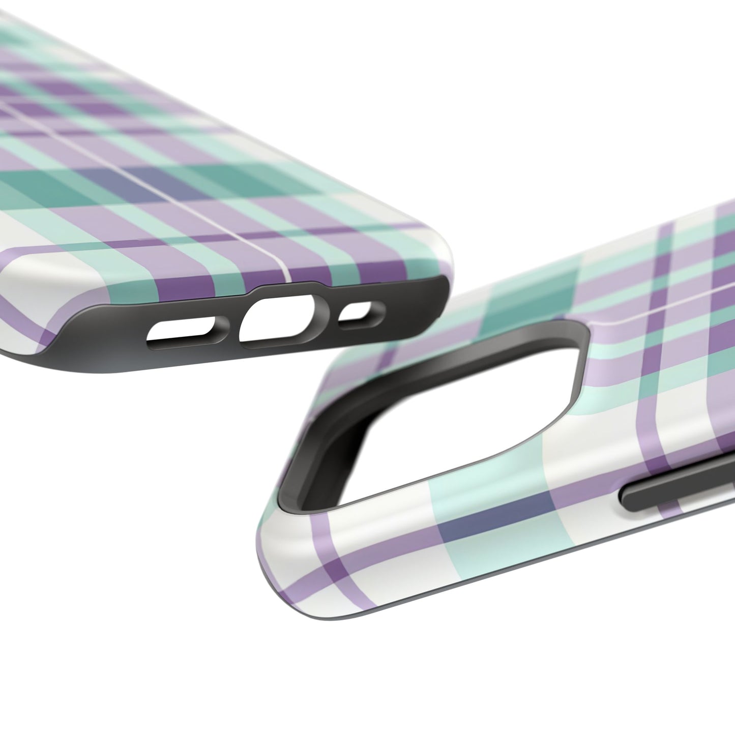 Impact-Resistant Phone Case - Spring Plaid Purple