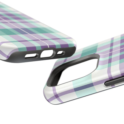 Impact-Resistant Phone Case - Spring Plaid Purple