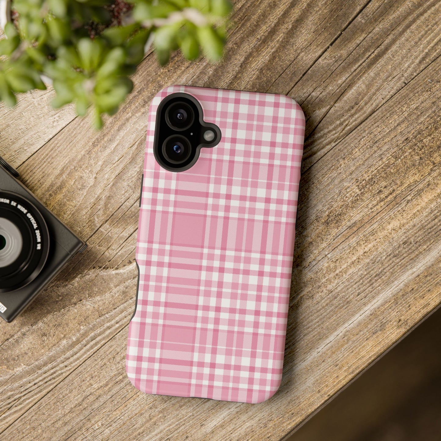 Impact-Resistant Phone Case - Easter Plaid Pink