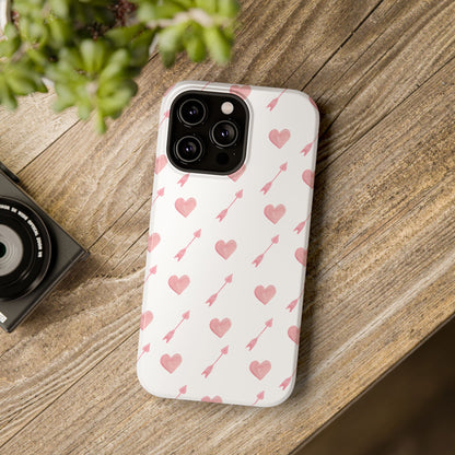 Impact-Resistant Cases - Valentine's Day Watercolor Arrow Hearts