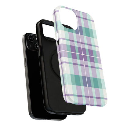 Impact-Resistant Phone Case - Spring Plaid Purple