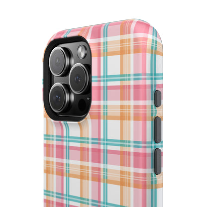 Impact-Resistant Phone Case - Summer Plaid Pink